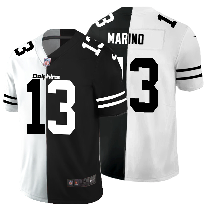 Miami Dolphins #13 Dan Marino Men Black V White Peace Split Nike Vapor Untouchable Limited NFL Jersey